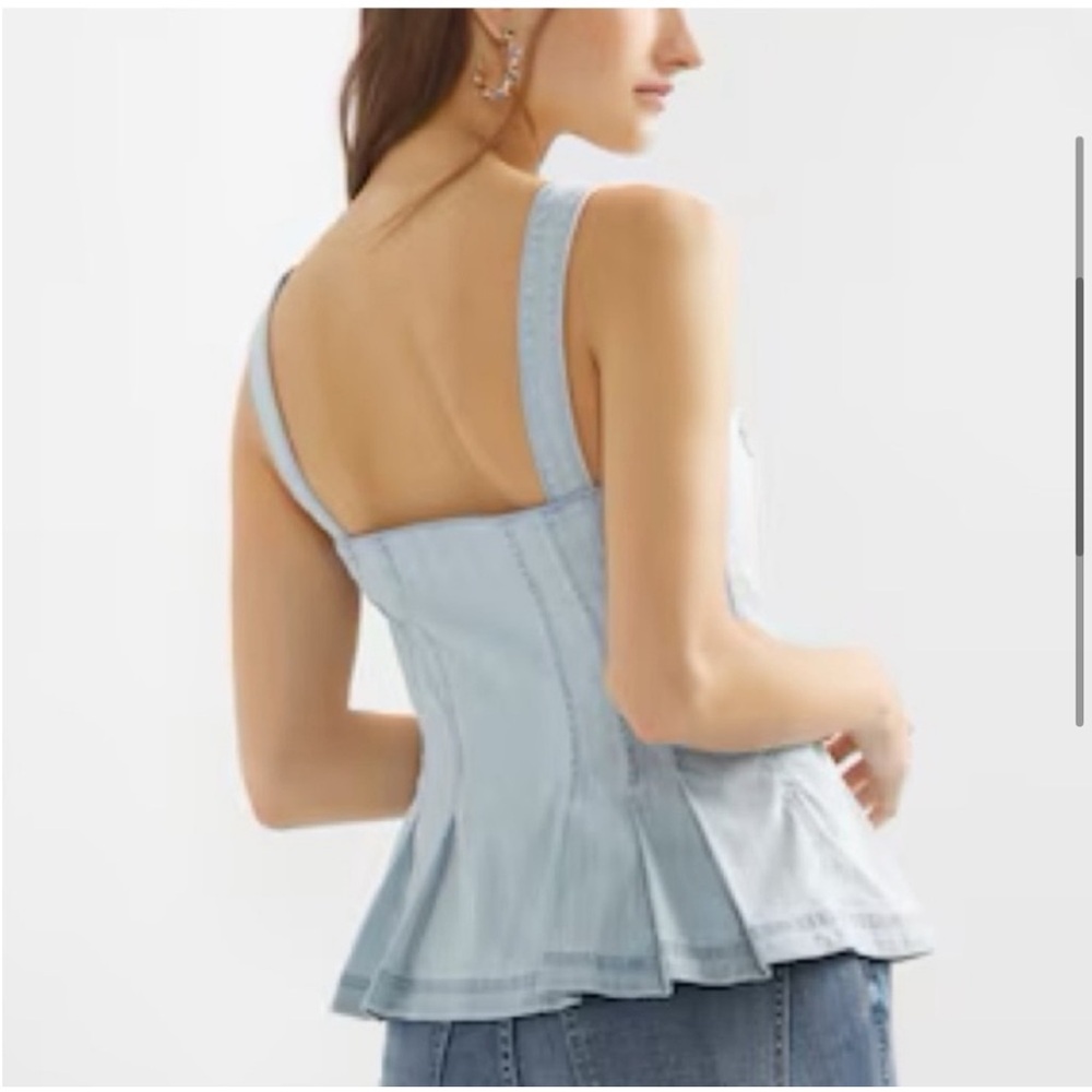 White House Black Market Jean Peplum Top - Picture 3 of 6